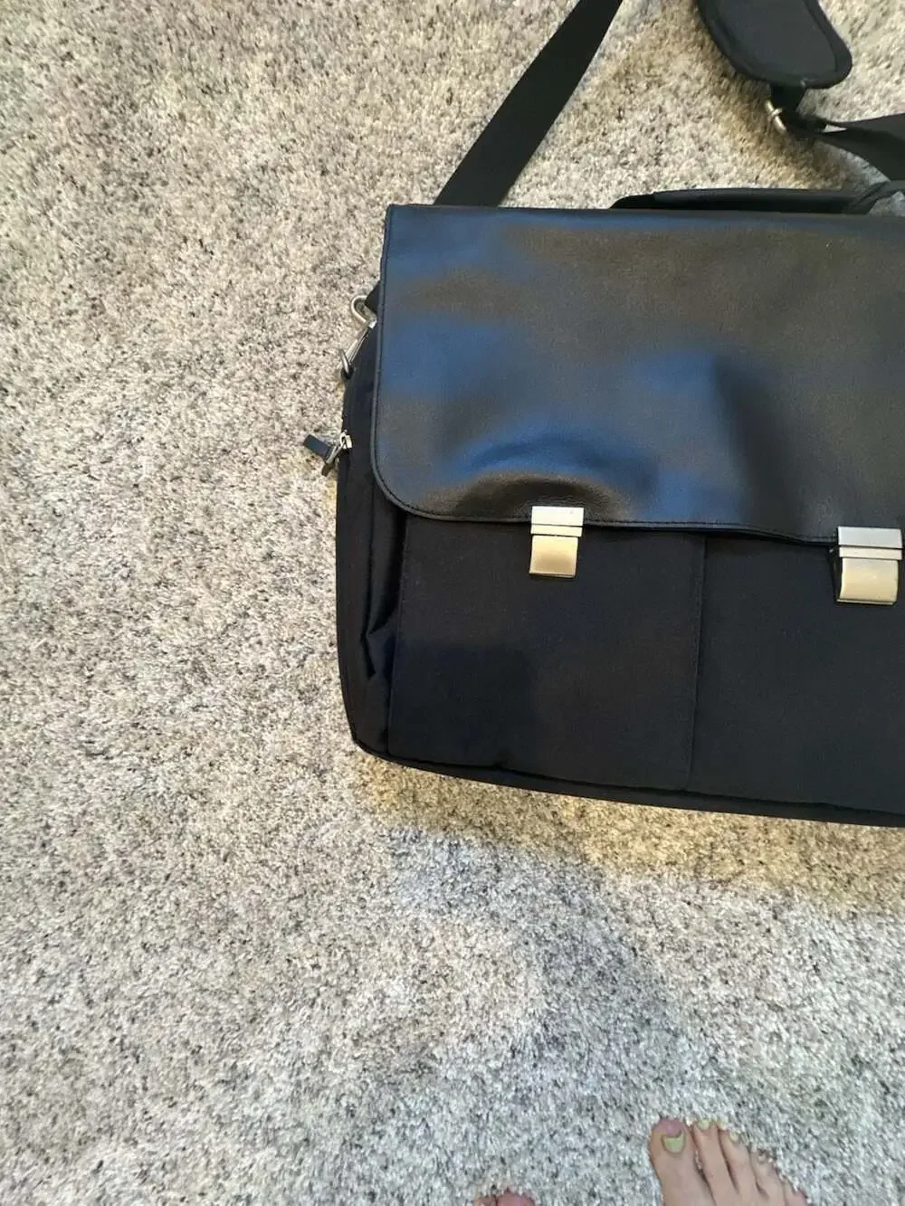 Eddie Bauer Black Nylon and Faux Leather Business Laptop Briefcase